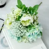 Bouquet di fiori di peonia di seta ortensia finta rosa blu verde peonie artificiali matrimonio fidanzamento decorazioni per la casa oggetti di scena
