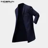 incerun plus size men coat 2019 캐주얼 파카 긴 소매 비즈니스 정장 재킷 외부웨어 남자 패션 긴 트렌치 코트 5xl 겨울