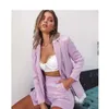 Plus Rozmiar Eleganckie Office Lady Suit Krótkie Spodnie Damskie Kurtka Blazer Top High Waist Mini Spodenki Garnitury Casual Work Nosić 2 zestaw