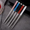 Paslanmaz Çelik Chopsticks Metal Chop bulaşığı Gümüş Altın renkli bulaşığı Düğün Festivali Malzemeleri Sticks JK2007KD