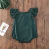 Kids Designer Kläder Baby Falbala Ruffle Sleeve Rompers Sommar Solid Ärmlös Triangel Jumpsuits Onesies Spädbarn Mjuk Bodysuit ByP646