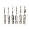 Freeshipping 6 Teile/satz brocas para metall Entgraten Senker Hex Bit HSS 1/4 Schaft SAE Bohrer Tap Kombination Bit Set kit de brocas