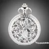 TFO Pocket Watch Silver Hollow Petals Surround Dancing Mermaid Design Pendant Ladies Fashion Gift Necklace8093628