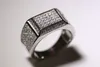 Full CZ Diamond äkta 925 Pure Sterling Silver Men Rings för manliga bröllopsengagemang Band Fina smycken Hela ring M0357575378