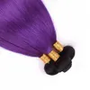 # 1B / Roxo Ombre Em Linha Reta Malaio Feixes de Cabelo Humano 3 Pcs Muito Raízes Pretas para Ombre Roxo Virgem Do Cabelo Humano Weave Extensões 10-30 "