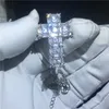 Vecalon Handmade Cross Wisiorek 925 Sterling Silver Diamond Wesele Wisiorki z Naszyjnik Dla Kobiet Bridal Jewelry Prezent