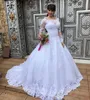 Billiga Högkvalitativa Handgjorda Aline Bridal Bröllop Pakistansk Lacha Klänning Gown Union Fashion Vintage Långärmad Vestido de Novia Bröllopsklänning