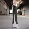 Etnische kleding Lugentolo islamitische slijtage voor vrouwen plus size eenvoudige tweedelige lange avondjurk polyester mouw losse wijde beenbroek1