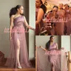 Bir Omuz 2020 Mermaid Gelinlik Modelleri Yan Bölünmüş Artı Boyutu Düğün Konukların Cumhuriyeti Ülke Plaj Hizmetçi Onur Elbise Robes de Demoiselle