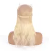 حزم شقراء روسية مع 360 Frontal 613 Bleach Blonde Body Wave Human Hair 360 Full Lace Closure 225x4x2quot مع النسج 42046492