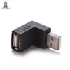 300pcs / parti 90 graders vinklad USB 2.0 En manlig till kvinnlig adapter USB2.0 Kopplingsanslutning Extender Converter för bärbar dator svart