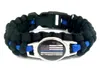 Trouver des produits similaires Noir Bleu THIN BLUE LINE Drapeau américain BACK THE BLUE POLICE Paracord Survival Outdoor Camping Bracelet pour femmes hommes Girlfr