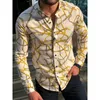 패션 남자 셔츠 2019 가을 새로운 디지털 프린트 힙합 남자 캐주얼 셔츠 슬림 핏 빈티지 셔츠