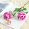 10st 3 huvud pion Peony Artificial Flowers for Wedding Living Room Decorations 61cm falska siden pu blommor hela diy hem prydelse wreat7385974