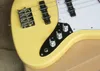 Guitare basse de jazz électrique jaune direct d'usine avec incrustation noire et chrome white pickguardcan être personnalisé1581615