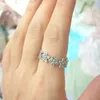 18K roséguld \ Silver Dazzling Daisy Meadow Stapelbar Ring Originalbox för Pandora 925 Sterling Silver designerringar Set