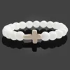 Charm Natural Stone Bracelet Cross Black Lava Matte Beaded Bracelets Handmade Men Women Prayer Fitness Chain Couple Jewelry Gift GD53