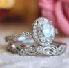 Choucong ヴィンテージプロミスリングセットダイヤモンド 925 スターリングシルバー婚約結婚指輪リング女性男性フラワージュエリー