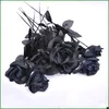 10 pcs 45cm Black Rose Black Rose Halloween Flores de boda Flor de flores falsas DCOR243E