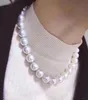 Envío Gratuito nobile gioia clásica 12-14mm Mar del Sur redondo blanco collar de perlas