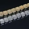 Braccialetti Hip Hop Braccialetti placcati in oro 18 carati di qualità squisita di lusso Braccialetti da uomo quadrati con zirconi scintillanti Gioielli3569677
