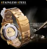 Forining Top Brand Luxury Vine Auto Mechanical Watch Men roestvrijstalen band Sun Moon Display Golden Skeleton polshorloges Slze1646809239