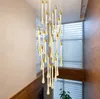 럭셔리 크리스탈 LED 펜던트 조명 계단 긴 물방울 조명기구 주방 레스토랑 매달려 램프 램프 Wiszace LLFA