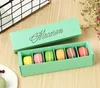 Neue Macaron-Box, Kuchenschachteln, selbstgemachte Macaron-Schokoladenschachteln, Keks-Muffin-Box, Einzelhandelspapierverpackung, 20,3 x 5,3 x 5,3 cm, 4 Farben, freies Schiff