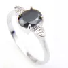 Newest Black Natural Onyx Gems Oval Rings 925 Sterling Silver Rings For Woman R0217