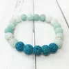 MG0557 Bracciale per coppia in pietra naturale lavica Bracciale per amicizia in quarzo rosa opaco amazzonite di alta qualità287A