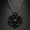 Fashion Pentagram Pan God Skull Goat Head Pendant Necklace Luck Satanism Occult Metal Vintage Silver Star Necklace for Man GB439