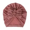 Gran arco desordenado Bebé Niñas Niños Sombreros de algodón Bebes Sombrero de tres lazos Bebé recién nacido Turbante Anudado Cálido Headwrap Infant Boys Beanie Cap 18Colors