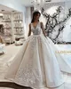 2019 Vestidos Do Vintage Vestidos De Casamento Vestido De Bola V Pescoço Appliques Princesa Vestidos Bridais Capela Plus Size Vestidos de Novia