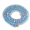 Iced Out 4MM 16/18/20inch New Hot Fashion Uomo Donna Blu CZ Collana a catena da tennis Bling Bling Gioielli Hip Hop Regalo caldo