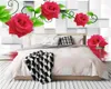 3d Bedroom Wallpaper Delicate Red Flowers Custom Beautiful and Romantic Living Room Bedroom Decoration Mural Wallpaper