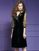 Fashion Women Dress 3/4 Sheer Sleeve Mini Abiti 038139