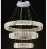Kostenloser Versand, moderne Edelstahl-Kristall-Pendelleuchte, hängende Beleuchtung, Kreise, Kristalllampe, 100 % garantierte Fernbedienung