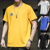 ファッション夏の男性ハーフスリーブTシャツデザイナー男性カジュアルソリッドカラー韓国のラウンドネックトップスズルズボンボトムリング半袖シャツ