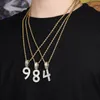 Fashion personalized 18K Gold Bling Cubic Zirconia Digital Numbers Pendant Necklace Custom Sports Number DIY Jewelry for Men Women