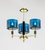 Nordique De Luxe Bleu Verre/Tissu Abat-Jour Pendentif Lampes Moderne Lustre Suspendu Foyer Lustre E14 Luminarias Déco Lamparas MYY