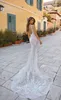 Magnifique sirène Berta 2019 Robes de mariée en dentelle avec enveloppe sexy V coude plage perle plage boho vestidos de noiva robe de mariée Bridal go9513912