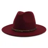 Moda-senhora inverno outono largo borda chapéus jazz igreja panama sombrero tampão alto-q cavalheiro lã feltro jazz fedora chapéus