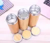 2018 new Bamboo Tumbler Stainless Steel Water Bottle Vacuum Insulated Coffee Travel Mug with Tea Infuser & Strainer 16oz wooden bottleSN2418