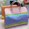 Mulheres clássicas Bola nuvem Rainbow Contrast Color Shopping Shopping Bolsa de praia Real Leather Crossbody Purse Messenger Bolsa