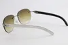 Vendita di occhiali da sole senza montatura in corno di bufalo bianco nero originale Diamond 8300829 Occhiali da sole modello classico maschile e femminile di alta qualità