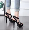 Neue schwarze Riemchen-Hollow-Out-Plattform-Stiletto-Heels, rosa Sommer-Gladiator-Sandalen im römischen Stil, Größe 34, ePacket 171N