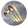 Gold Cutlery Zestaw łyżki Widelec Nóż Łyżka Frosted Gold Stainless Steel Food Western Stołowe Cutlery Obiadura Kuchnia Naczynia2i5757