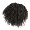 Mongolian sem emaranhado Afro Curly Curly Curly Rootstring Natural Natural 12 a 26 polegadas 120G Cabelo Humano Weave Elastic Band Ties