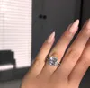 Moda Rocznica Pierścień 925 Sterling Silver Engagement Pierścionek Diamentowy Zespół Ślubny Pierścienie Dla Kobiet Palec Biżuteria