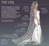 2019 designade bröllopslöjor 3M Long Veil Lace Appliqued Cathedral Längd Appliqued Bridal Veil Bride Veils Brudhår med kammar